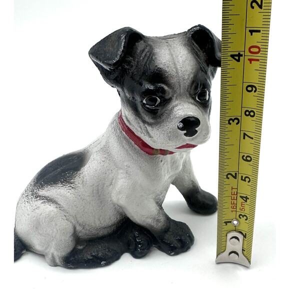 Vintage Cast Iron Hubley Boston Bull Dog Seated Terrier Still Penny Bank NICE - Picture 8 of 9